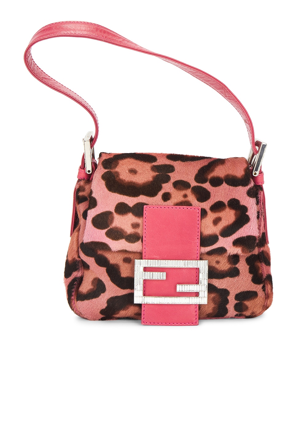 fendi Fendi Pony Hair Cheetah Mini Baguette Shoulder Bag