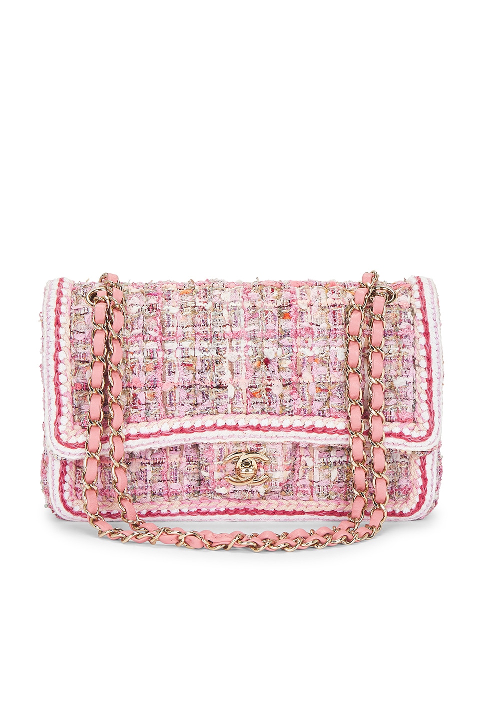 Tweed Double Flap Bag in Pink