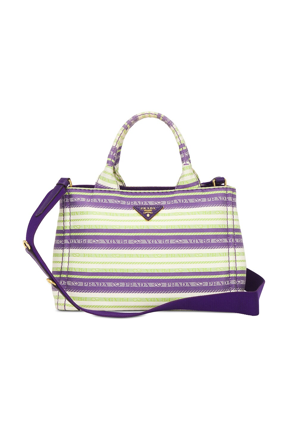 prada Prada Striped Canapa Tote Bag