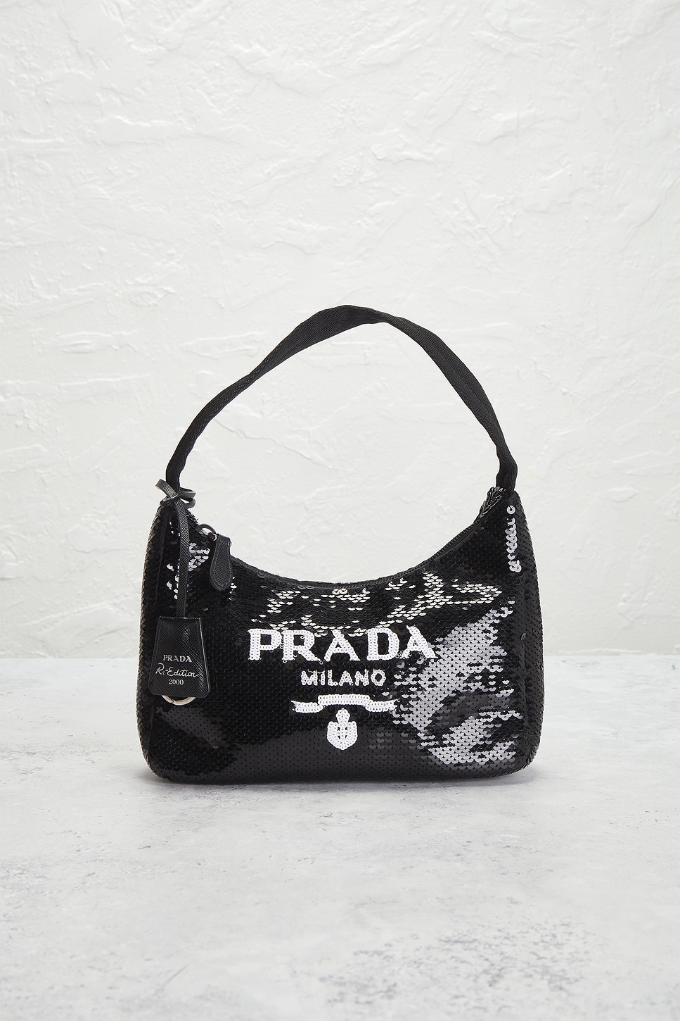 Pre-owned Prada Re-edition 2000 Sequined Re-nylon Mini Shoulder Bag