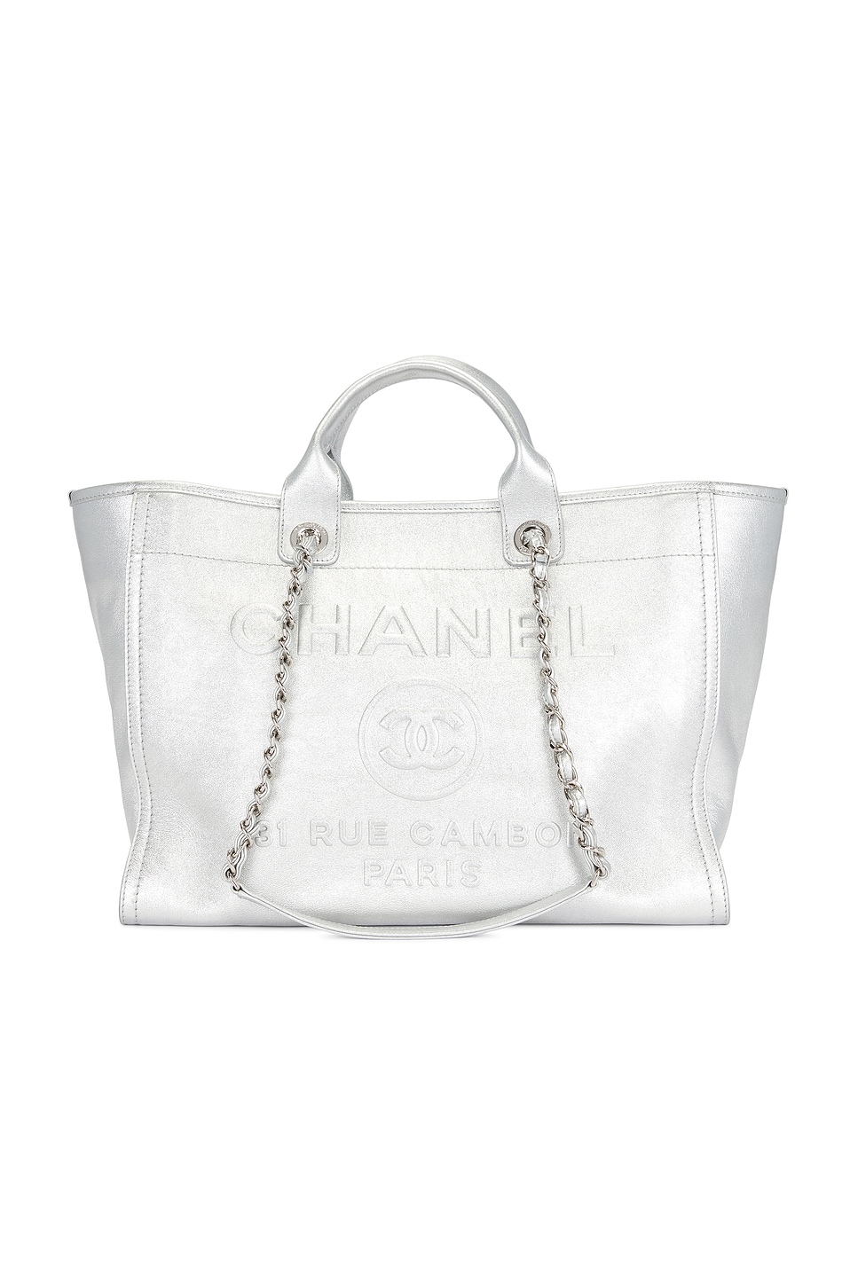 Deauville MM Tote Bag in Metallic Silver