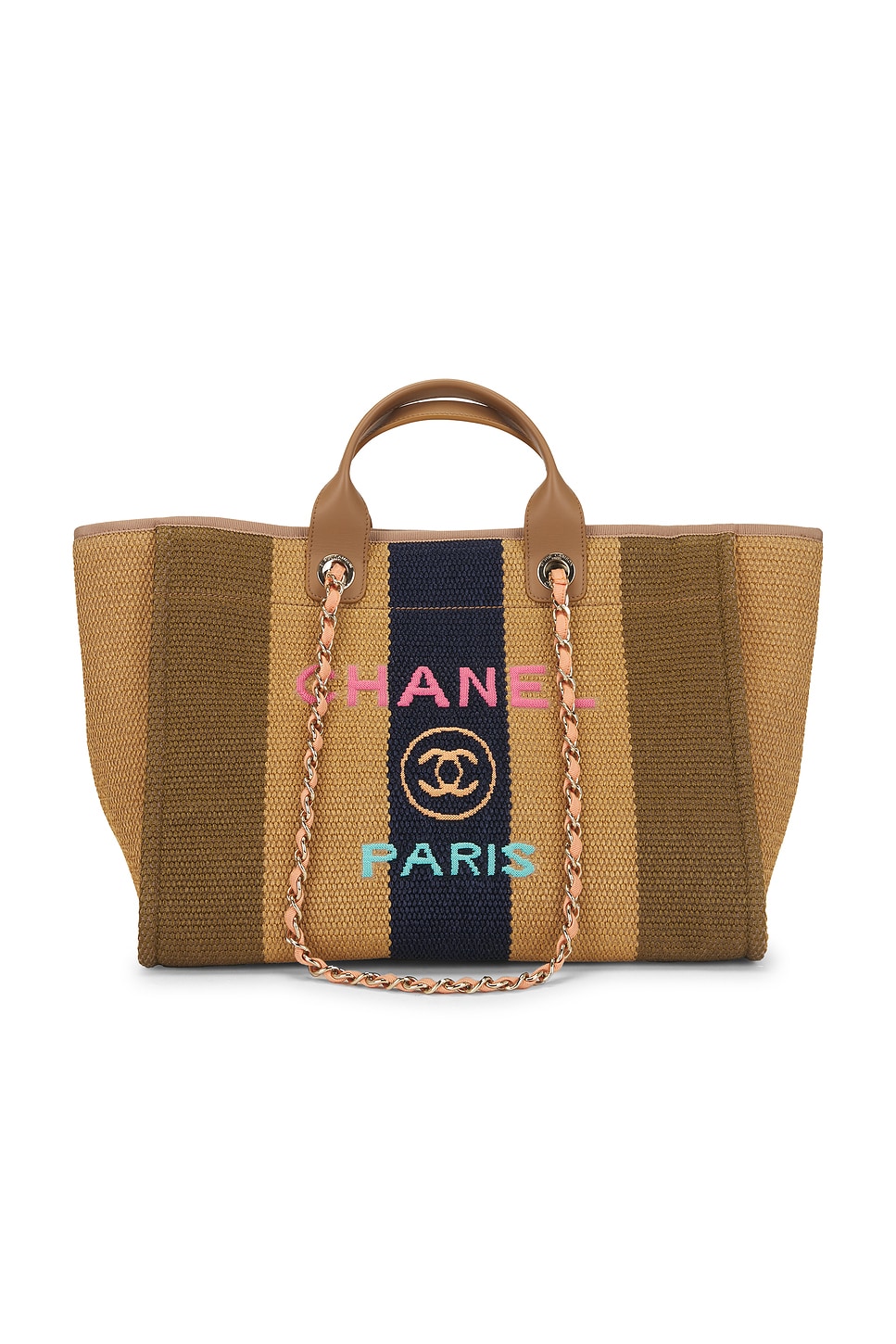 Raffia Medium Deauville Shopping Tote Bag in Brown