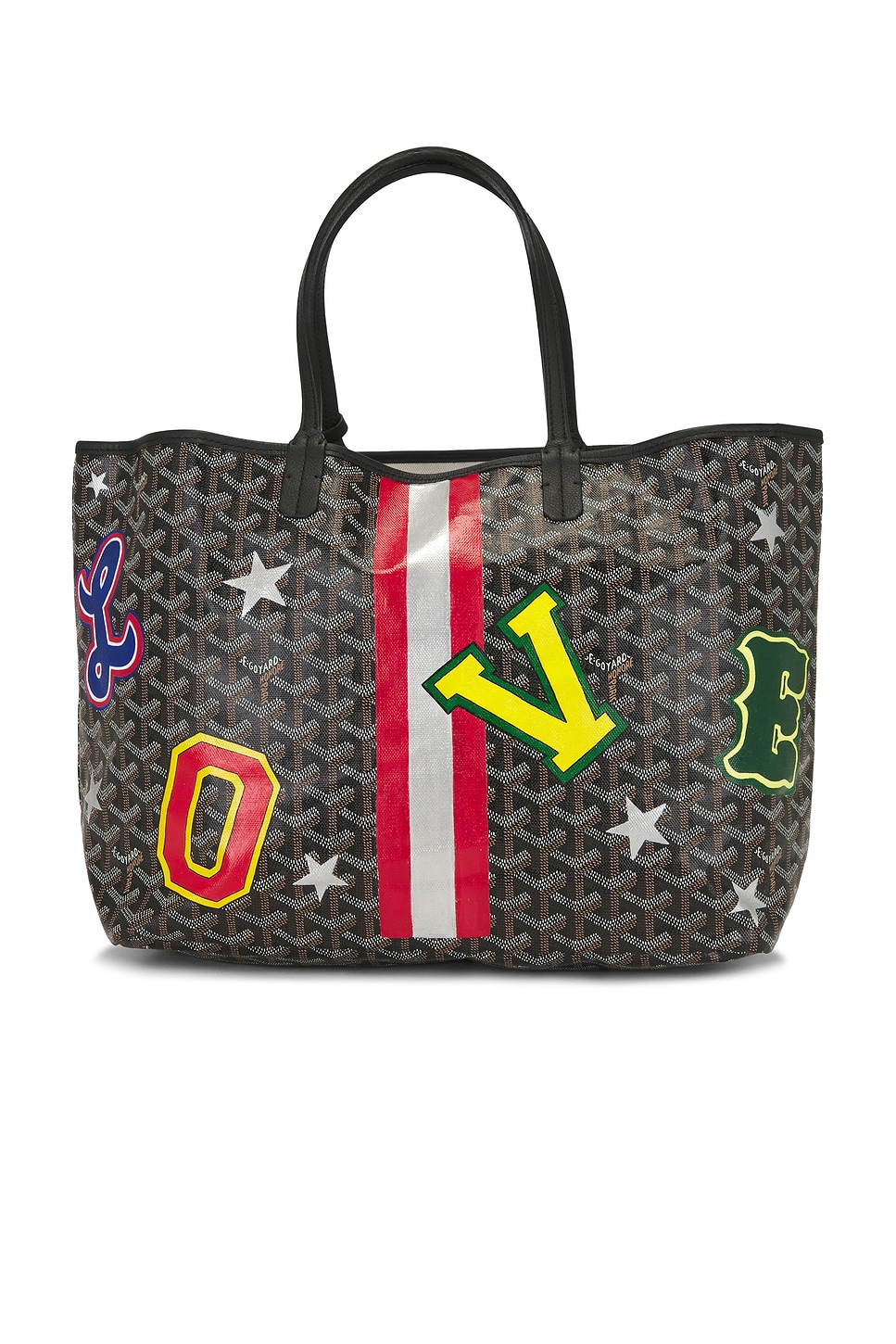 Customized Varsity Letter Love Monogram Saint Louis PM Tote Bag in Brown