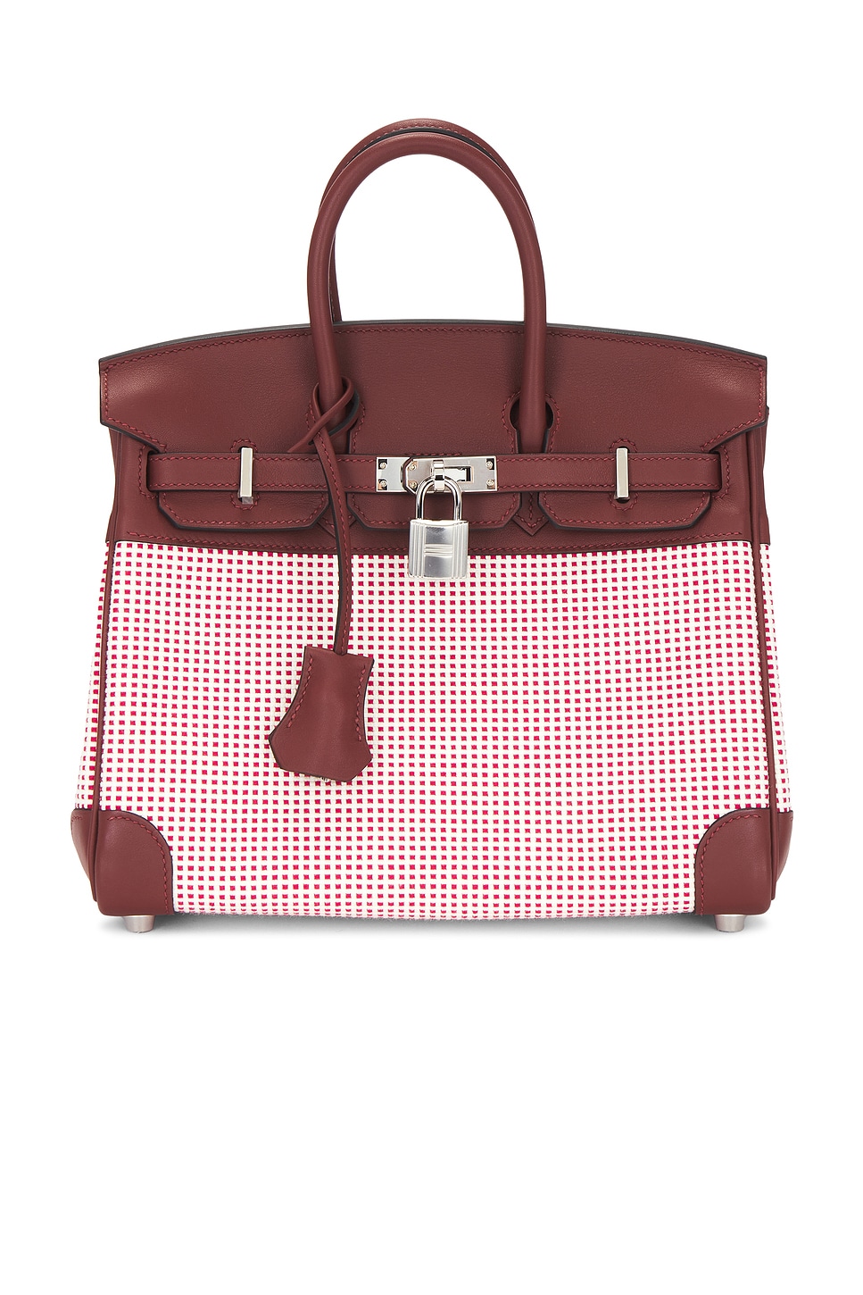 Swift & Toile Qaudrille Birkn 25 Handbag in Burgundy