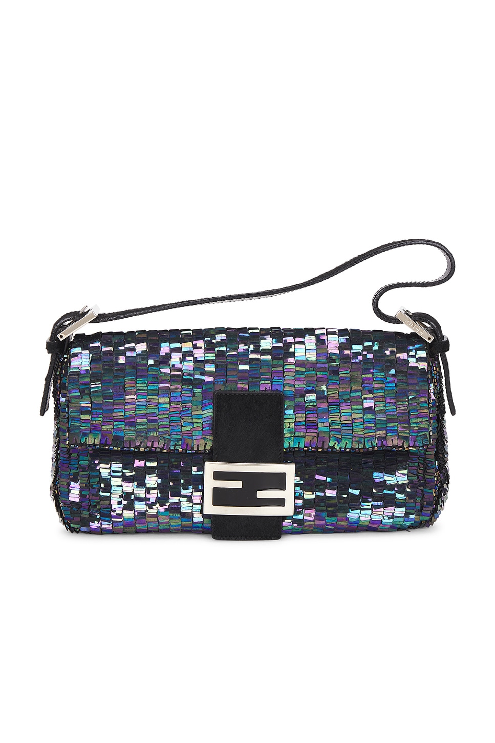 fendi Fendi Vintage Iridescent Sequin Baguette Shoulder Bag