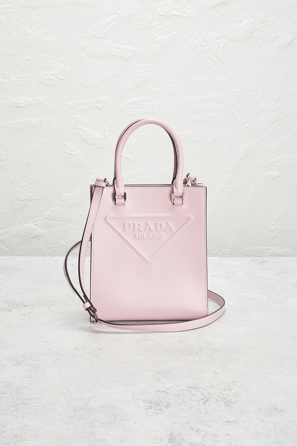 Pre-owned Prada Logo Drill Mini Tote Bag In Pink