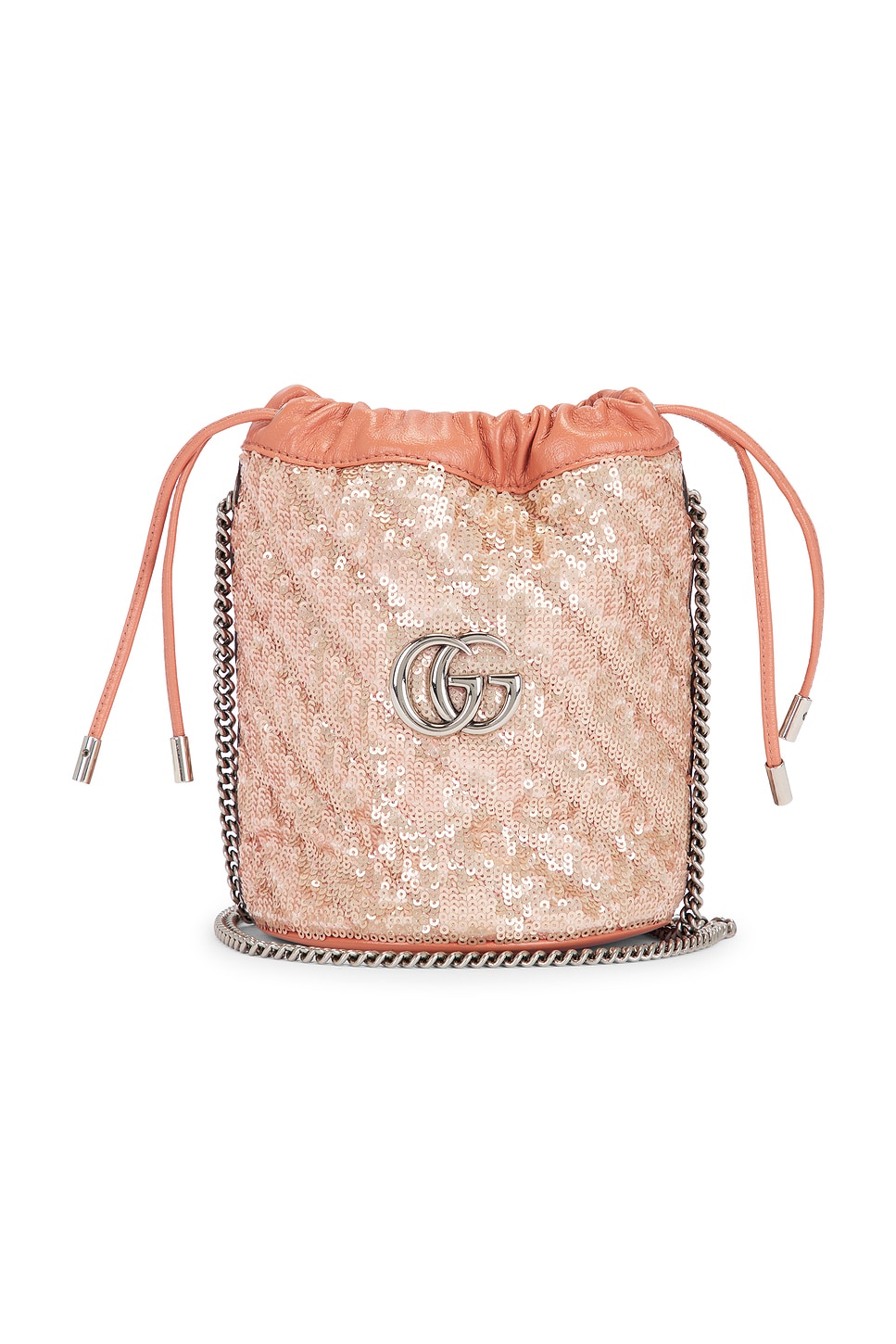 Sequin GG Marmont Bucket Bag in Brown