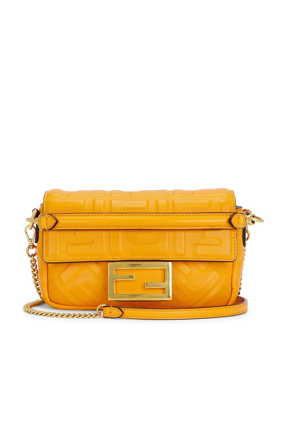 FF Embossed 1974 Baguette Shoulder Bag in Orange