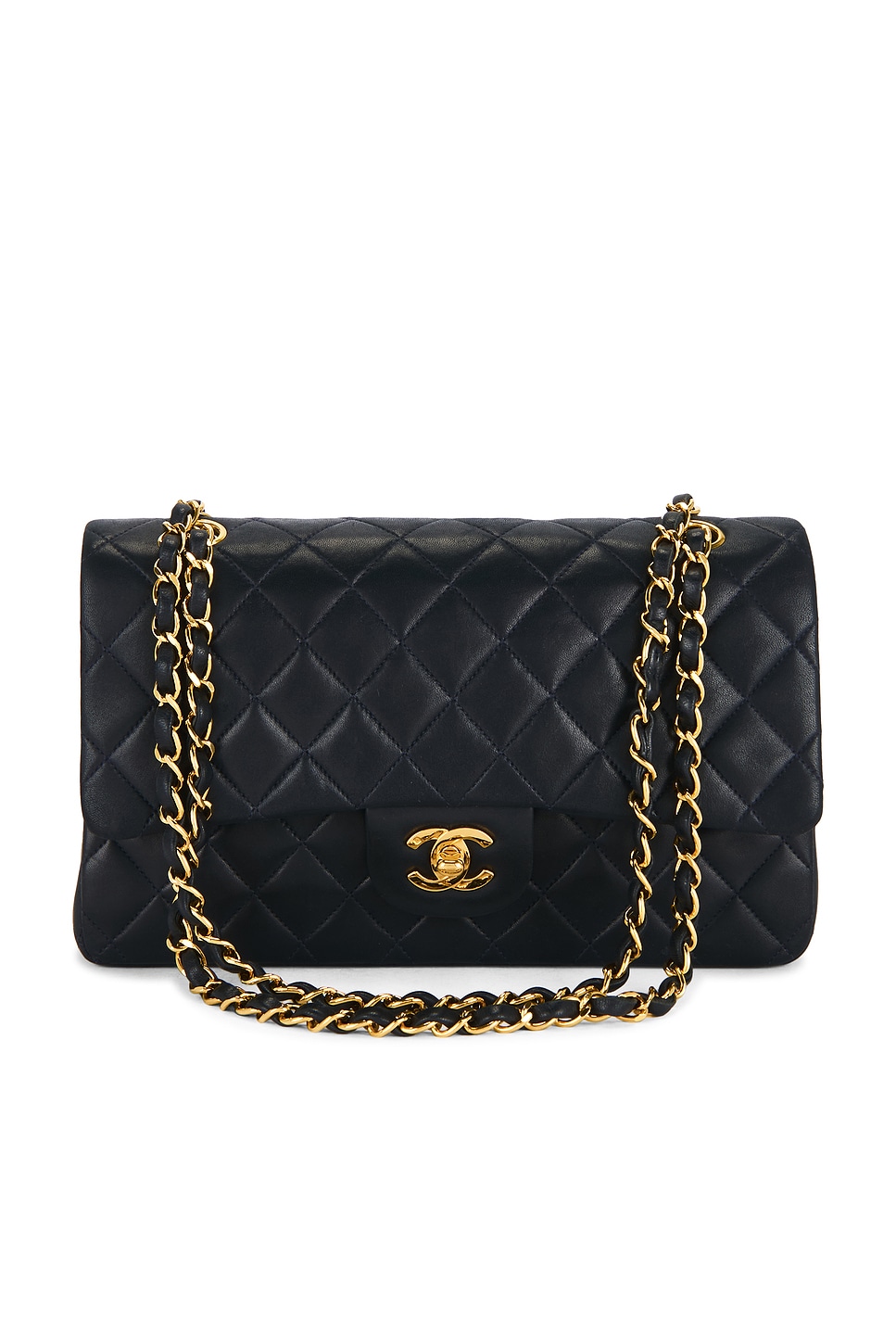 Pre-owned Chanel Lambskin Classic Flap Bag In Blue
