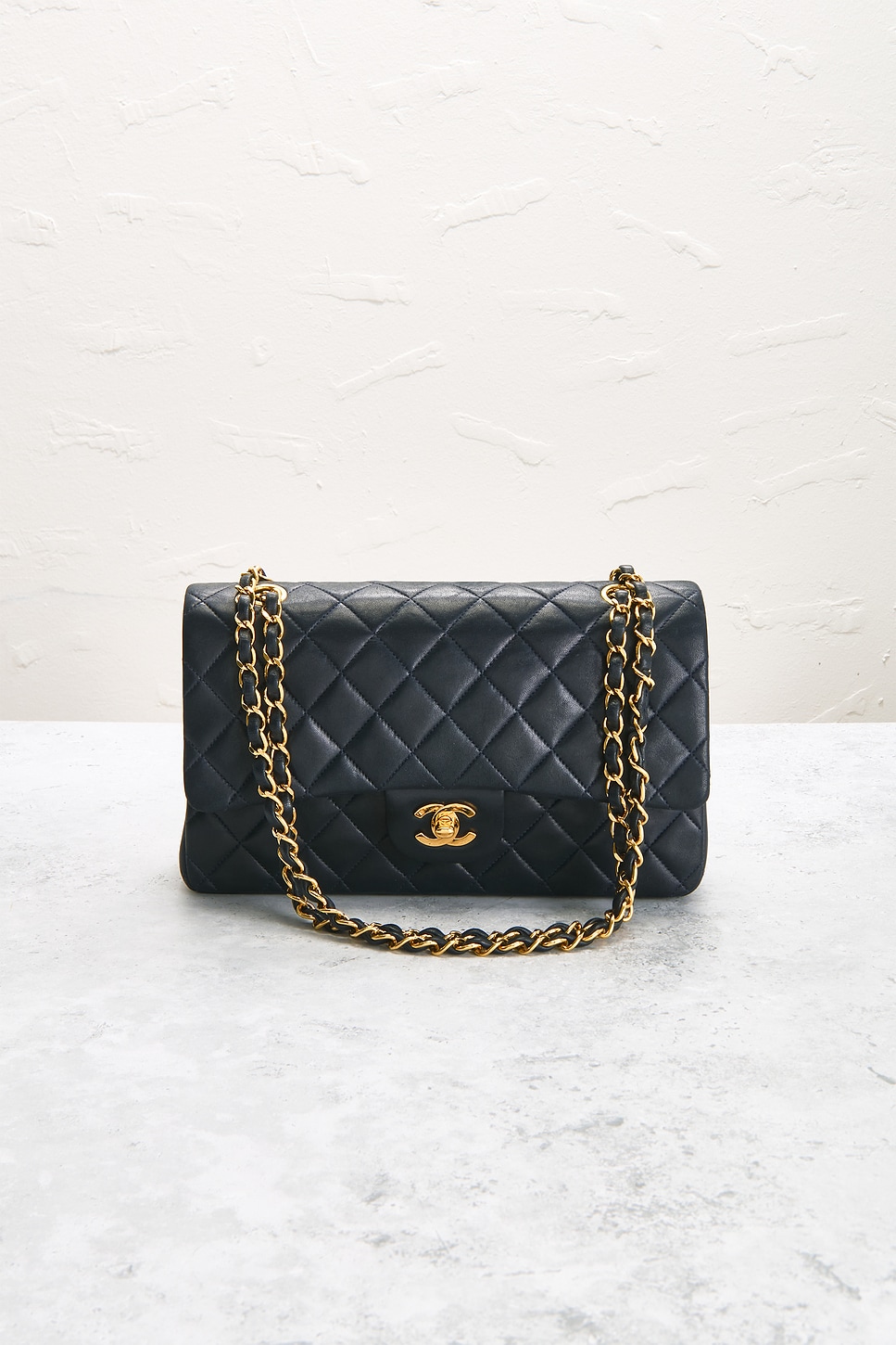 Pre-owned Chanel Lambskin Classic Flap Bag In Blue