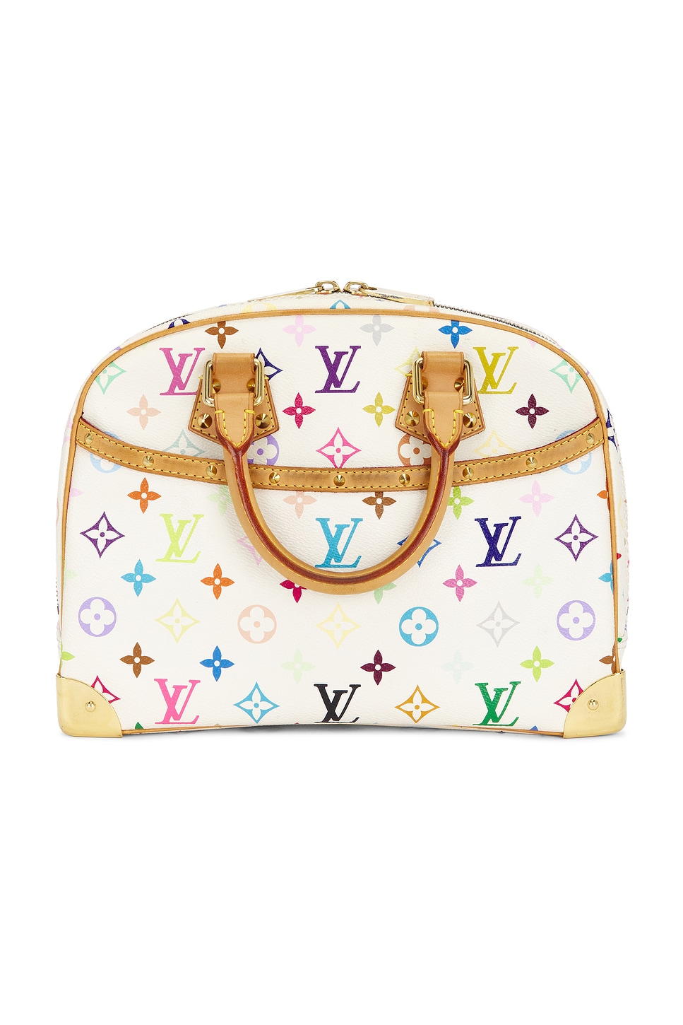 Pre-owned Louis Vuitton Monogram Trouville Handbag In White