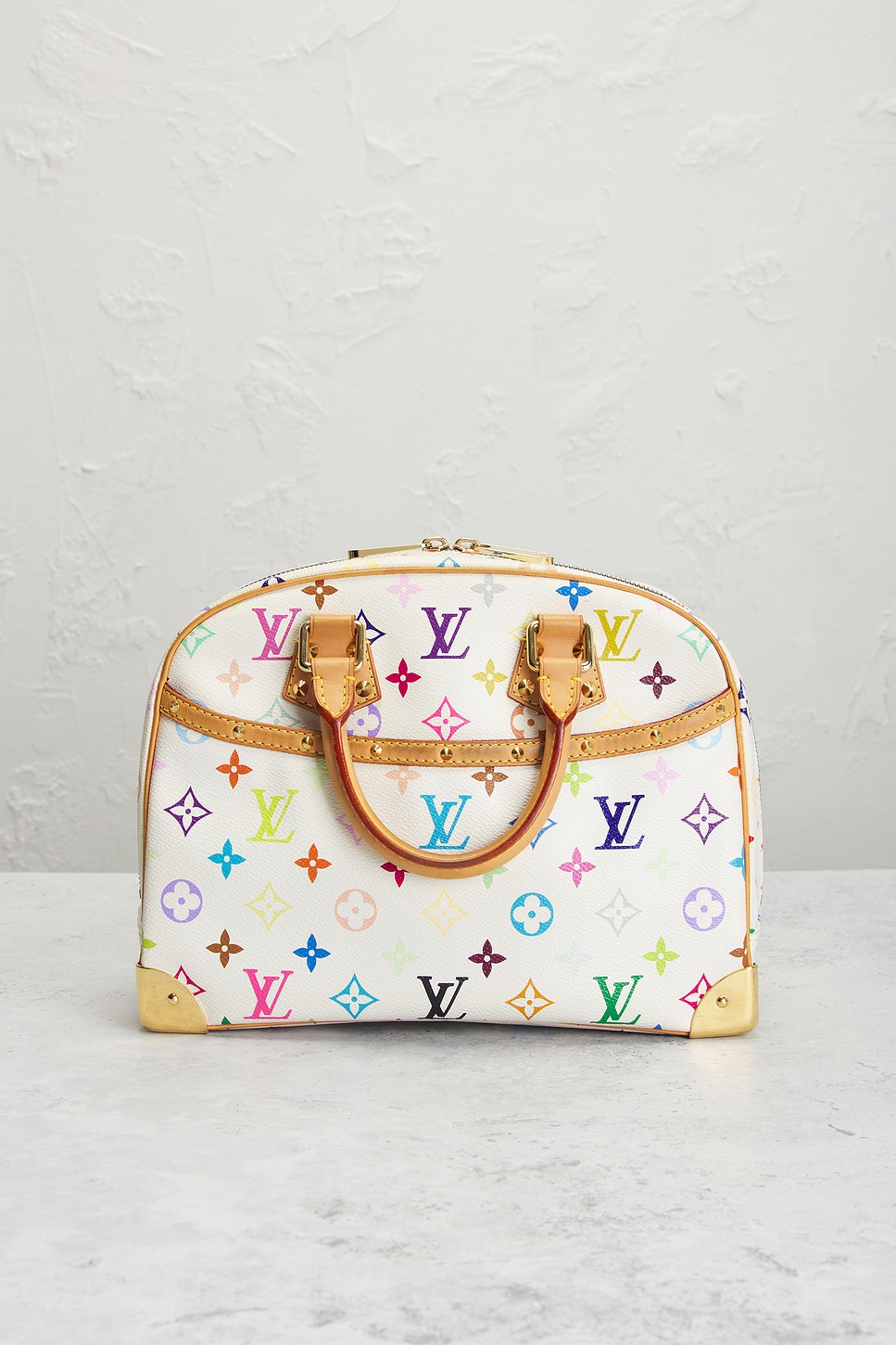 Pre-owned Louis Vuitton Monogram Trouville Handbag In White