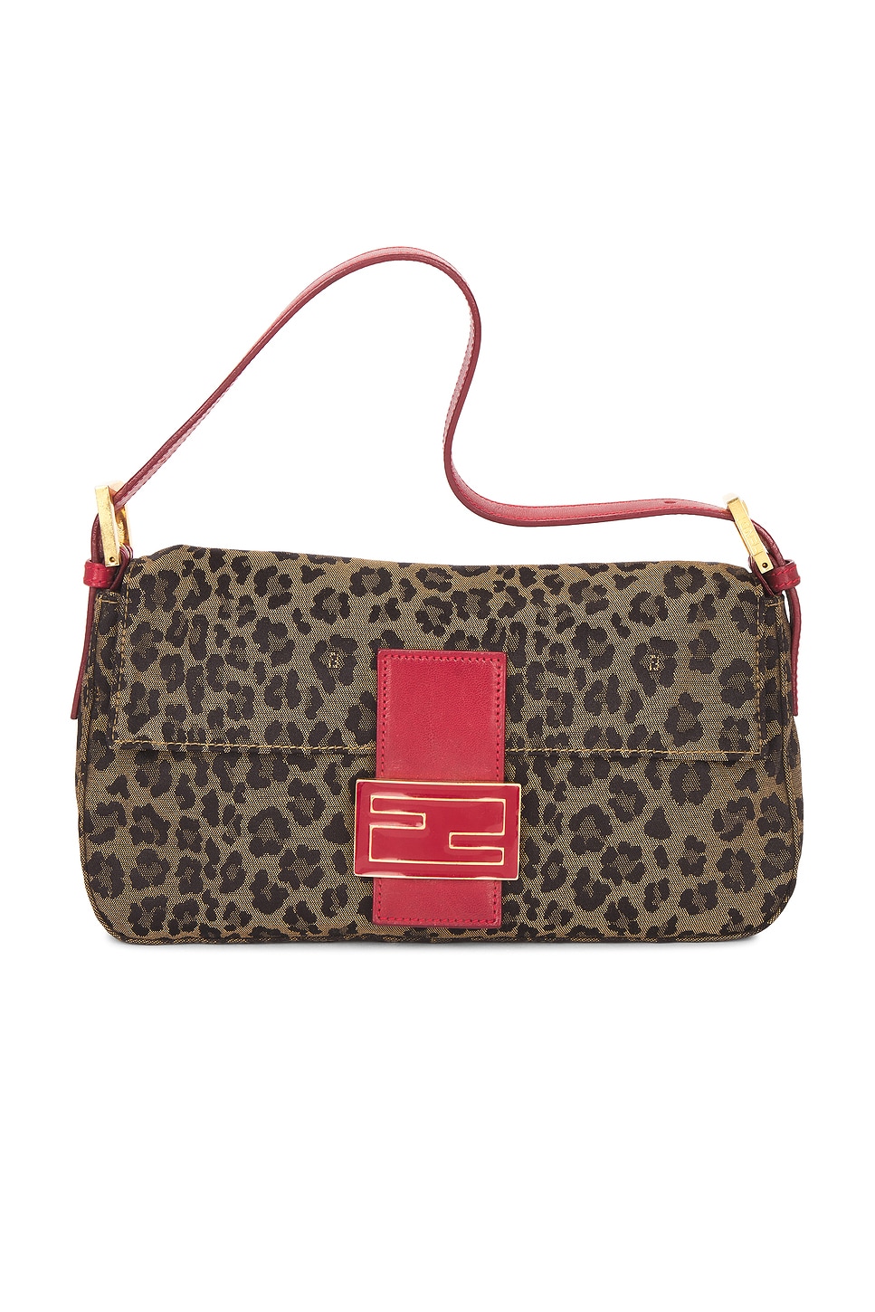 Pre-owned Fendi Vintage Cheetah Print Baguette Shoulder Bag In Multi