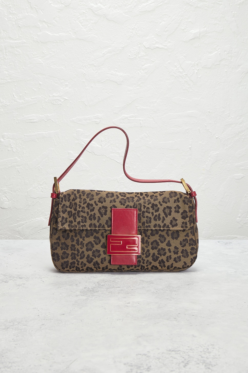 Pre-owned Fendi Vintage Cheetah Print Baguette Shoulder Bag In Multi