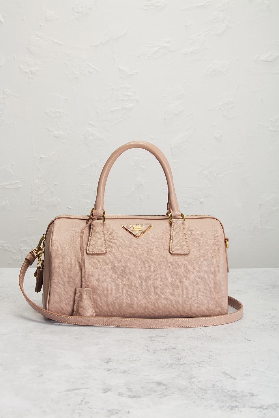 Pre-owned Prada Saffiano Bowler Bag In Pink