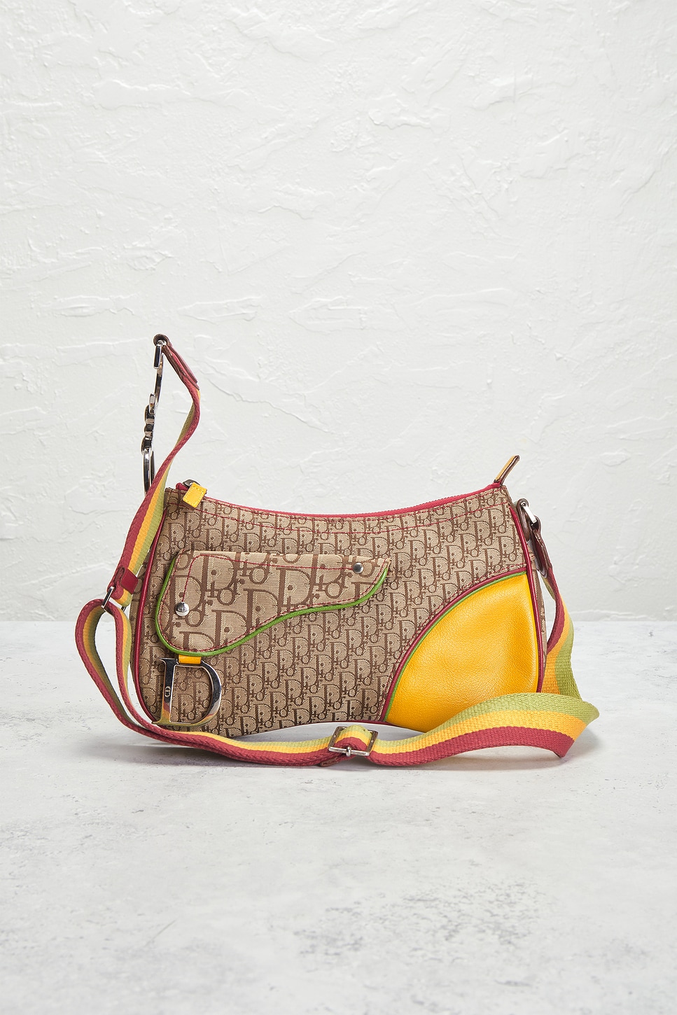 Pre-owned Dior Rasta Trotter Double Saddle Bag In Sand