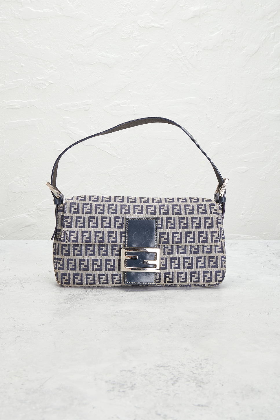 Pre-owned Fendi Zucca Baguette Shoulder Bag In Blue