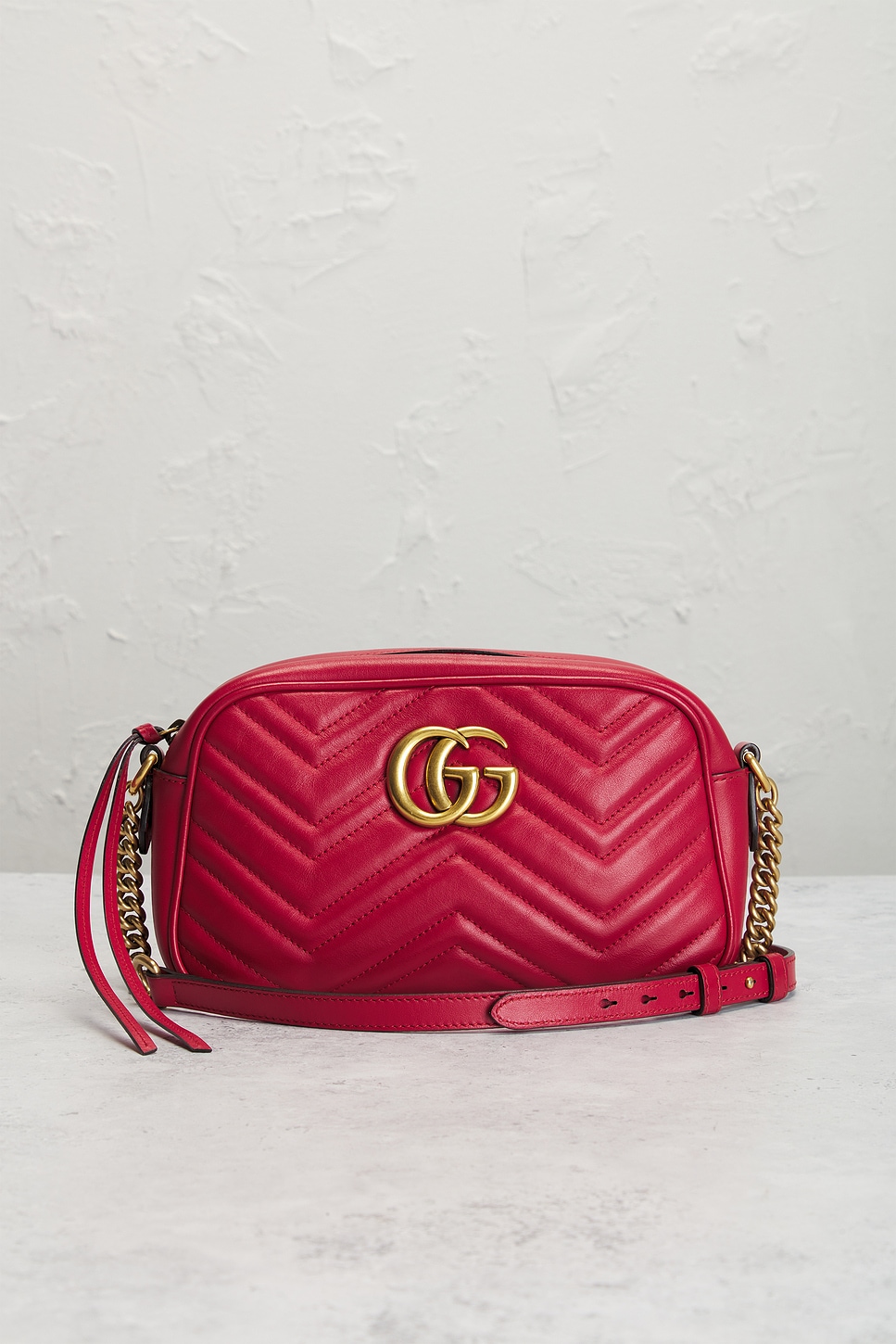 Pre-owned Gucci Mini Gg Marmont Shoulder Bag In Red