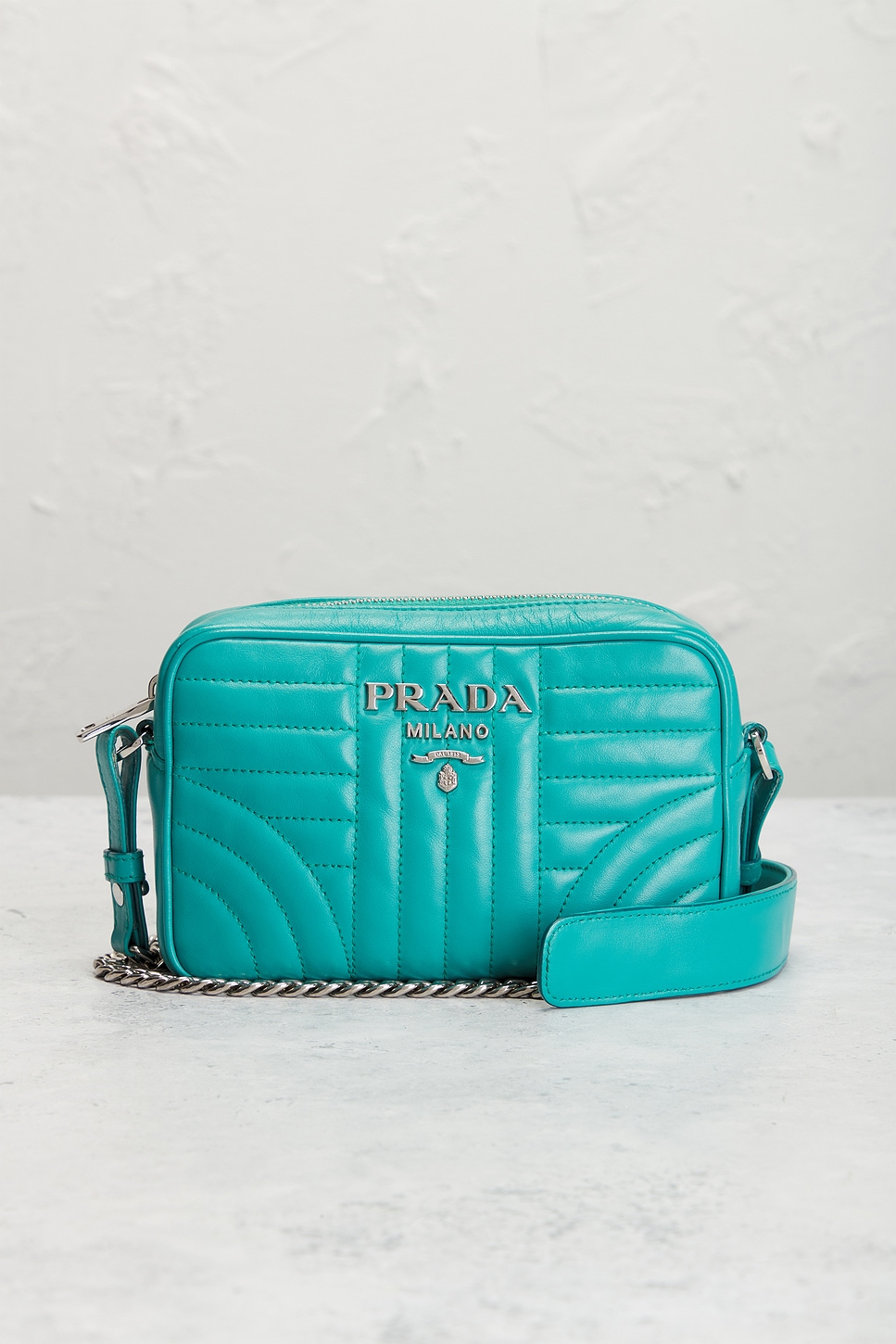Pre-owned Prada Diagramme Camera Bag In Blue