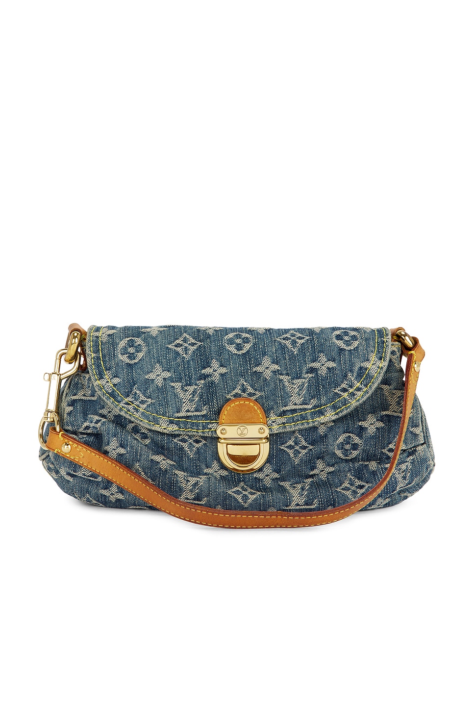 Pre-owned Louis Vuitton Monogram Denim Mini Pleaty Shoulder Bag In Blue