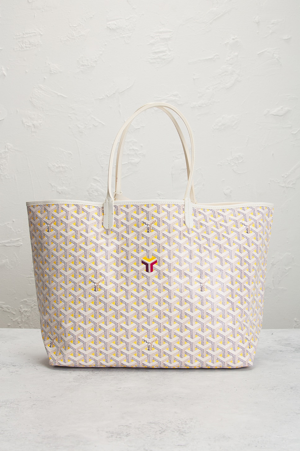 Pre-owned Goyard Saint Louis Claire-voie Gm Tote Bag In White