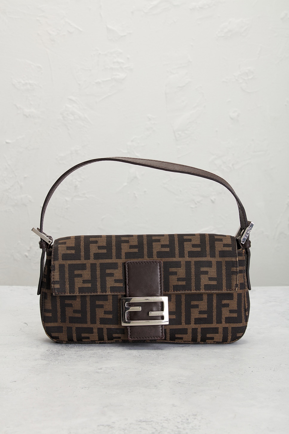 Pre-owned Fendi Brown Zucca Baguette Shoulder Bag