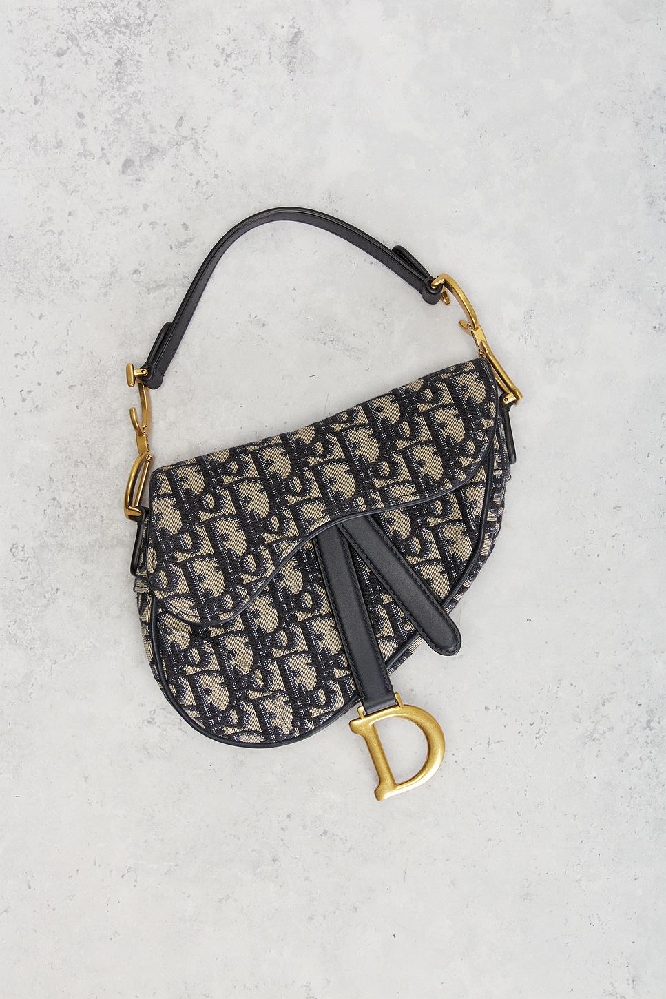 Pre-owned Dior Oblique Trotter Mini Saddle Bag In Blue
