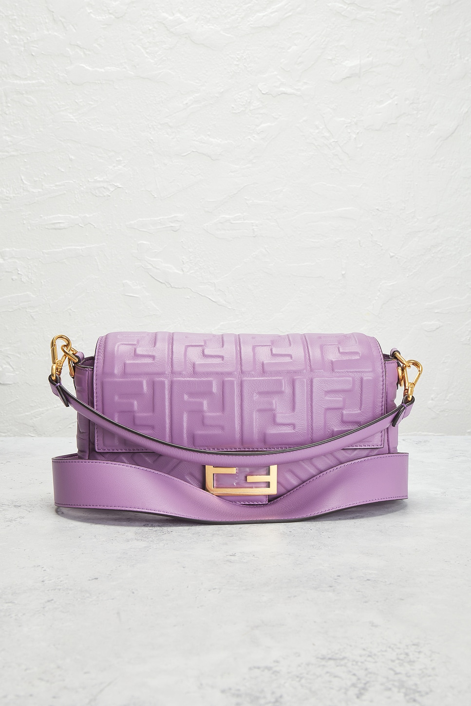 Pre-owned Fendi Ff 1974 Embossed Re-edition Baguette Shoulder Bag
