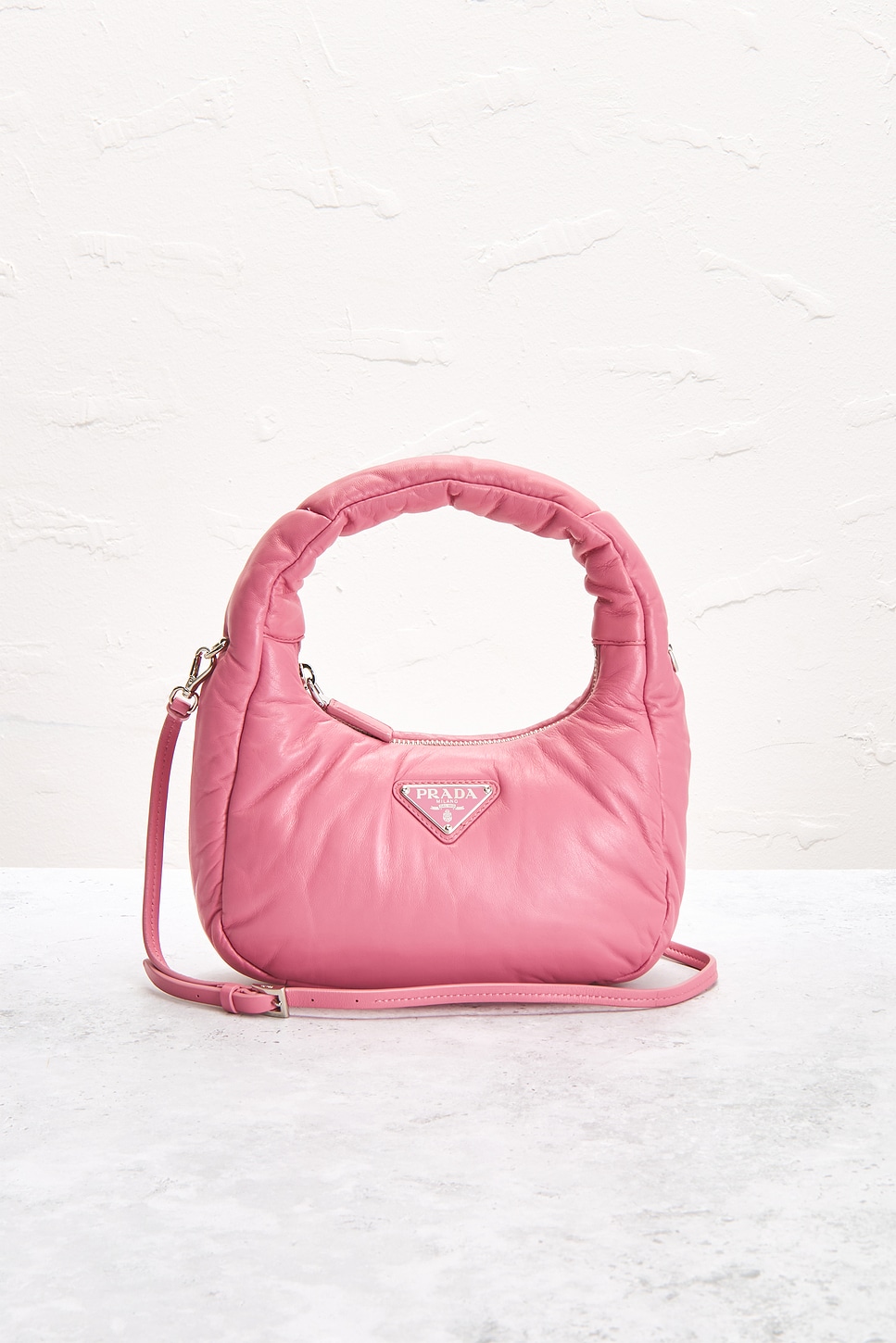 Pre-owned Prada Nappa Mini Hobo Bag In Pink
