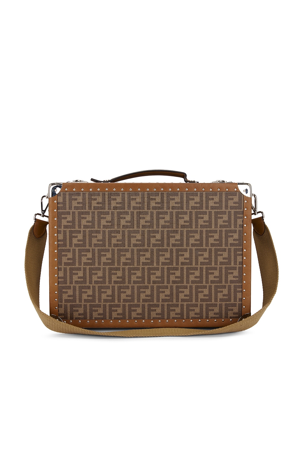 Pre-owned Fendi Ff Jacquard Suitcase In Brown
