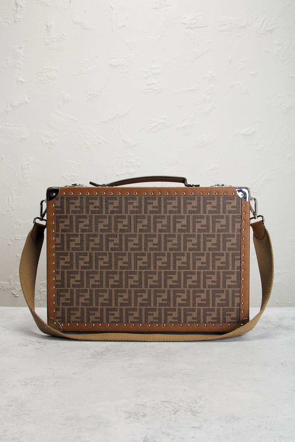 Pre-owned Fendi Ff Jacquard Suitcase In Brown
