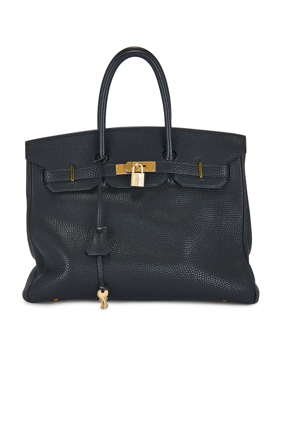 Pre-owned Hermes Clemence Birkin 35 Retourne Handbag In Black