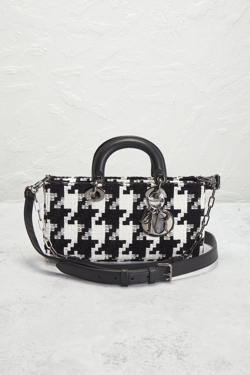 Pre-owned Dior Houndstooth Lady D-joy Handbag In Multi