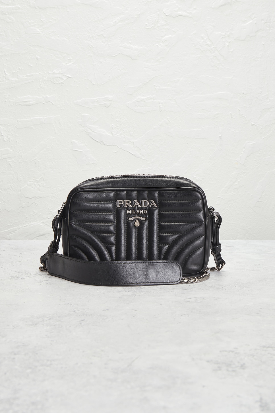Pre-owned Prada Diagramme Camera Bag In Black