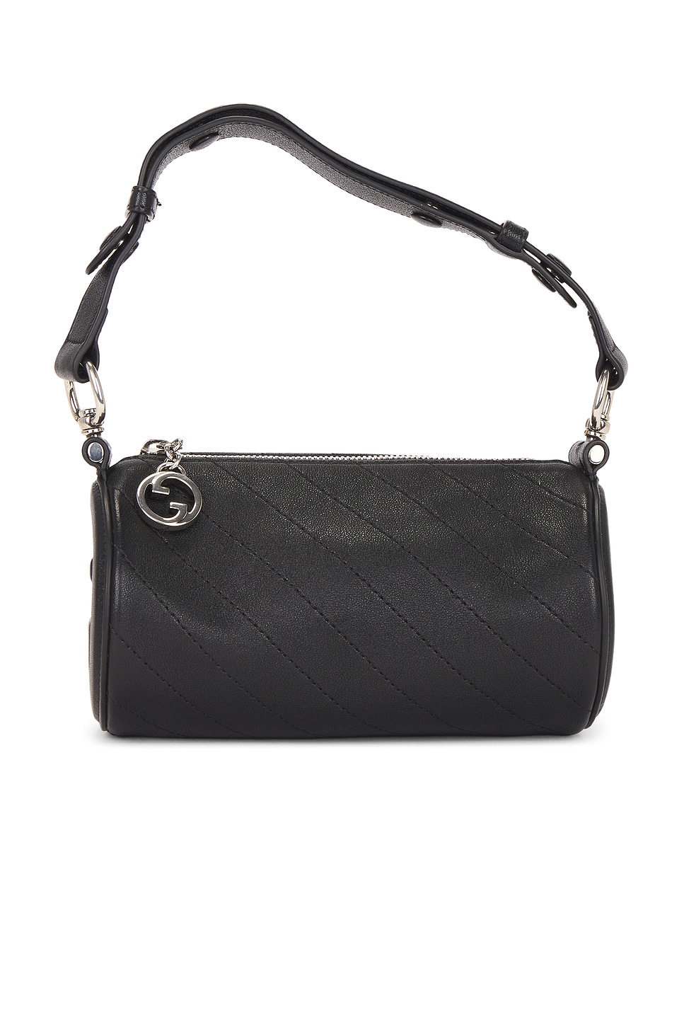 Pre-owned Gucci Mini Blondie Barrel Shoulder Bag In Black