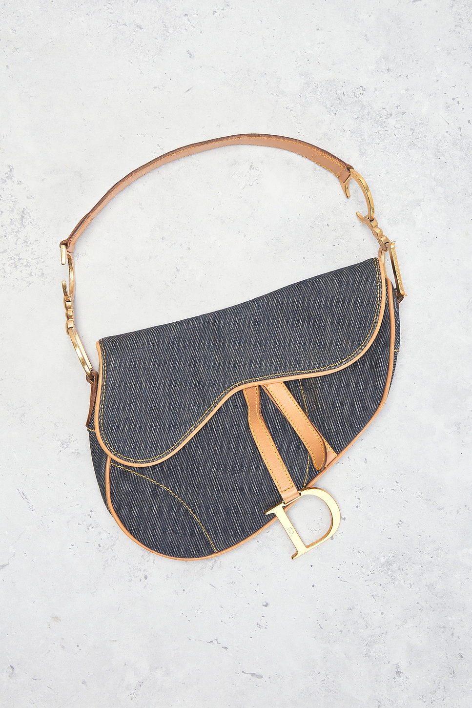 Pre-owned Dior Denim Saddle Bag In Blue