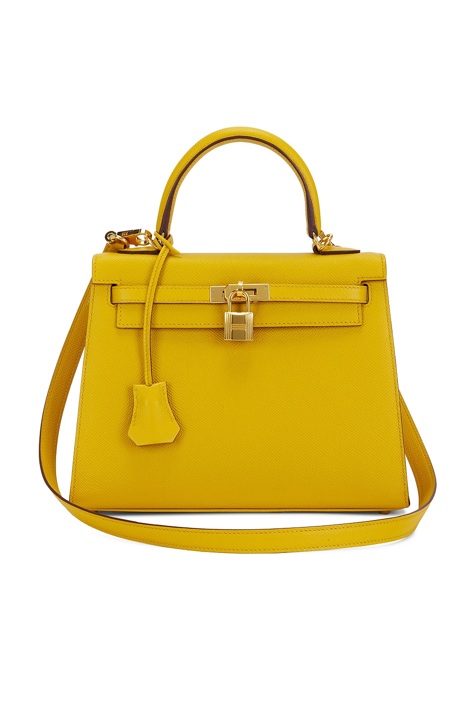 Click to view more detailed imagery on our partner's website Pre-owned Hermes Epsom Kelly 25 Sellier Handbag In Yellow
