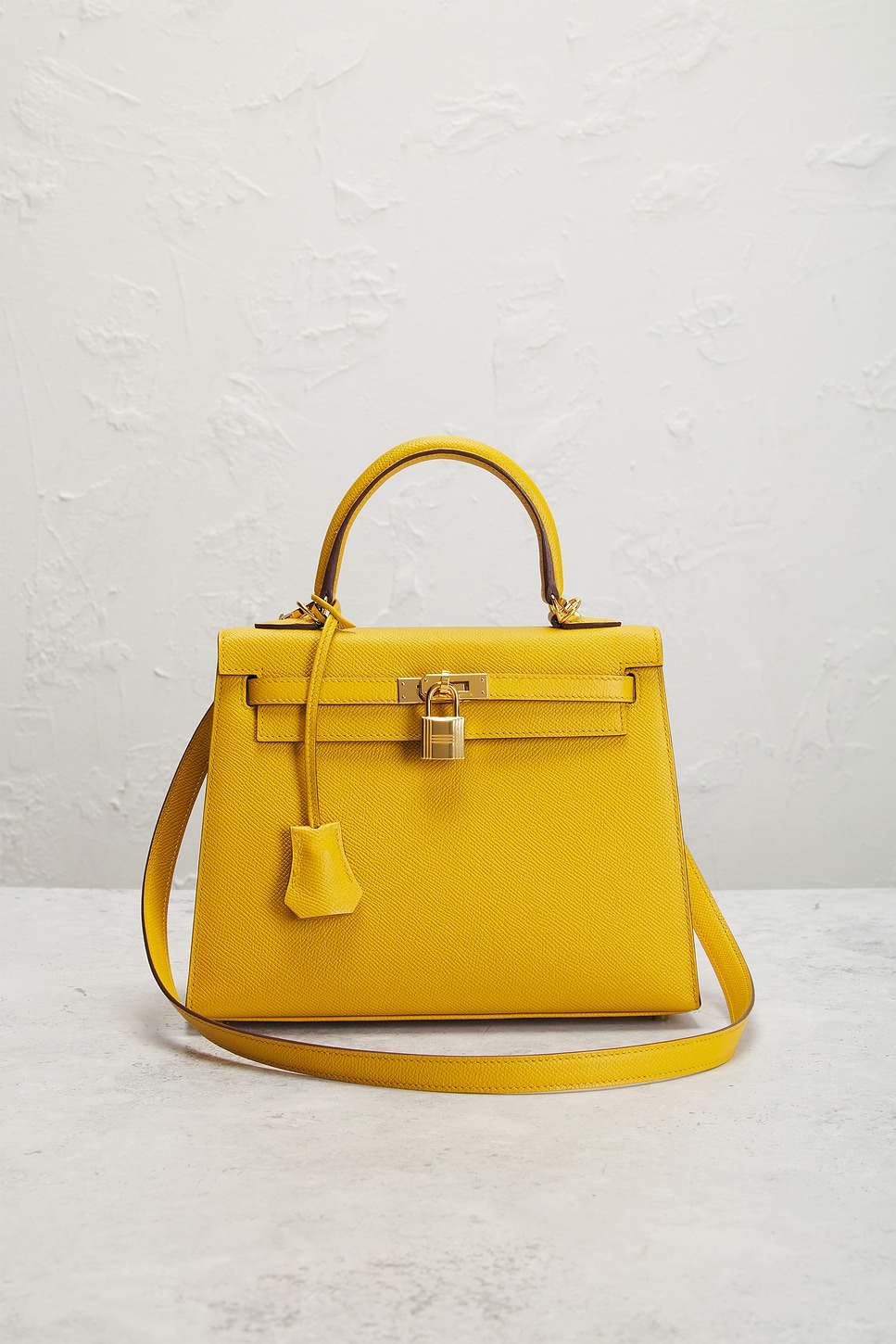 HERMES Pre-owned Epsom Kelly 25 Sellier Handbag In Yellow