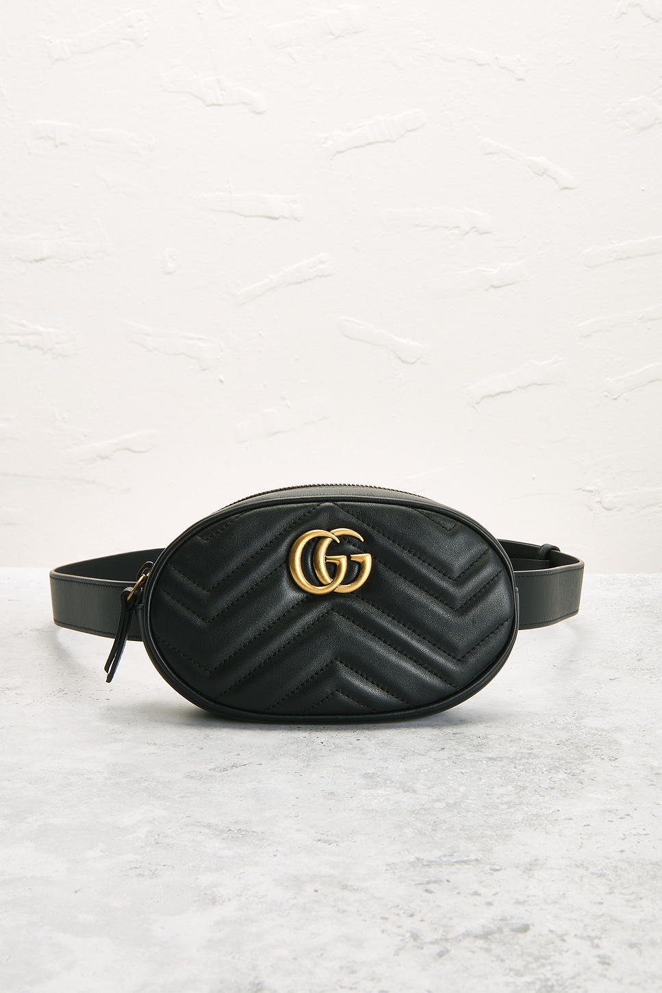 Pre-owned Gucci Gg Marmont Belt Bag In Black