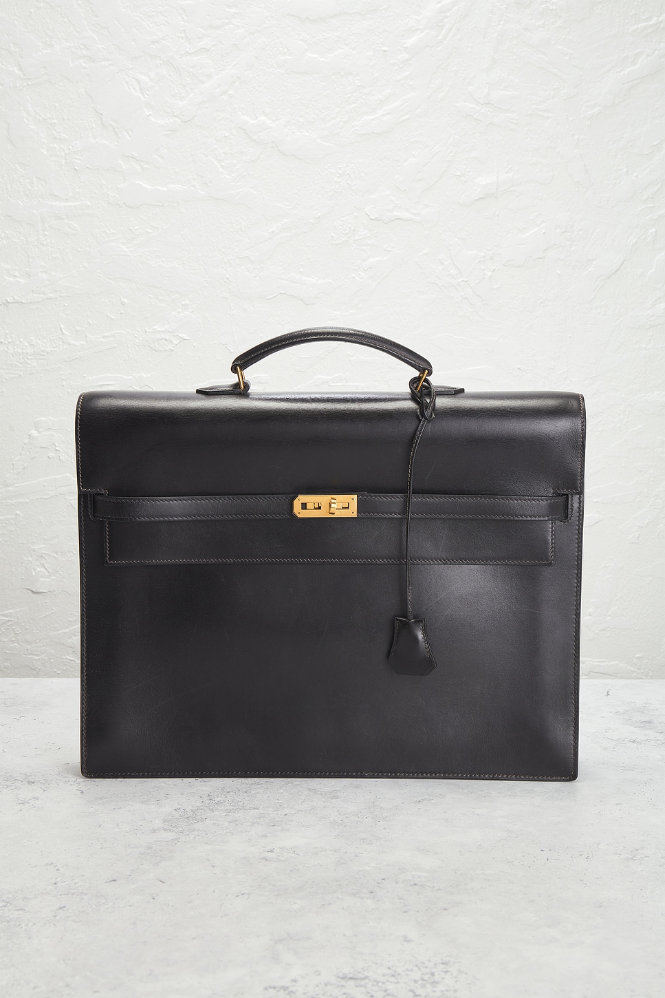HERMES Pre-owned Box Kelly Depeche 38 Briefcase In Black
