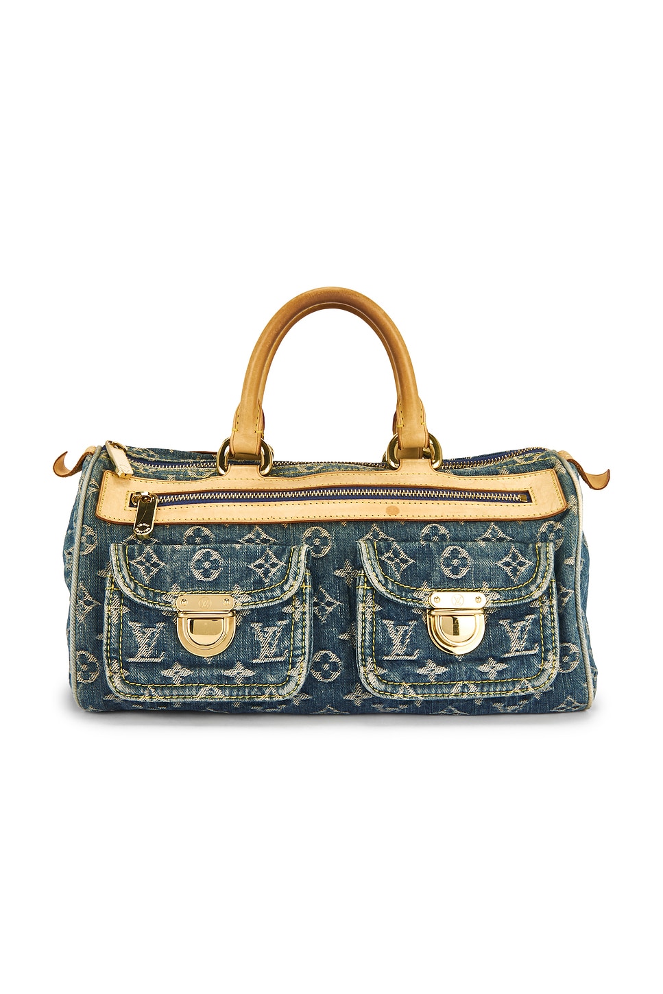 Pre-owned Louis Vuitton Monogram Denim Neo Speedy Handbag In Blue