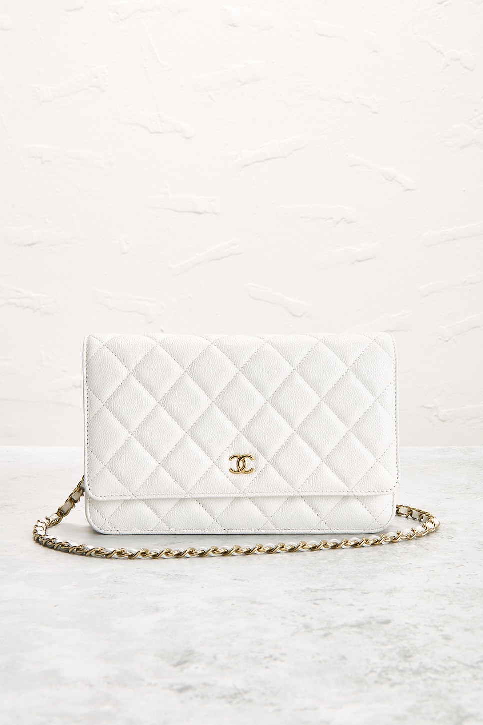 CHANEL Pre-owned Caviar Wallet On Chain In White