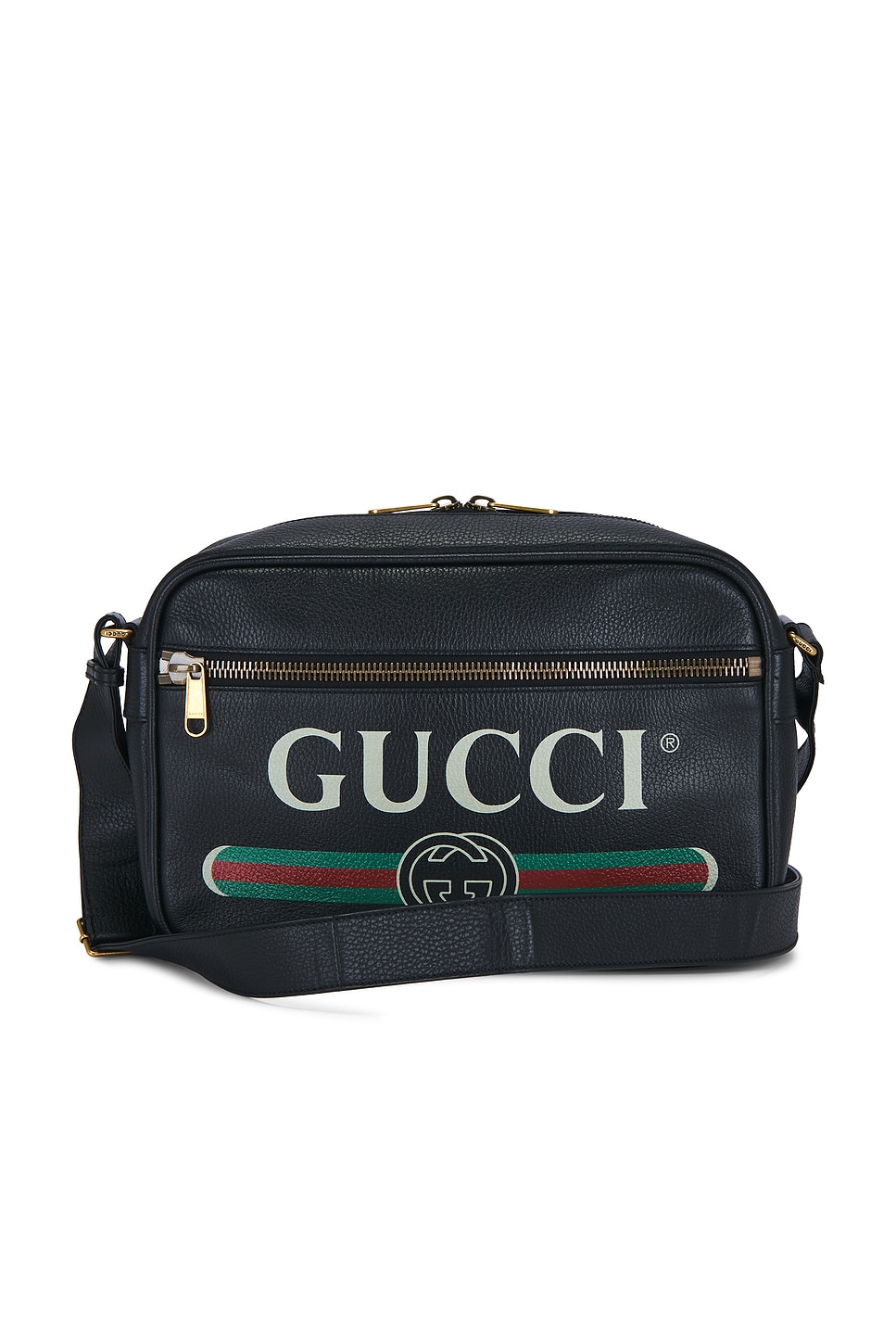 Pre-owned Gucci Logo Messenger Bag In Black