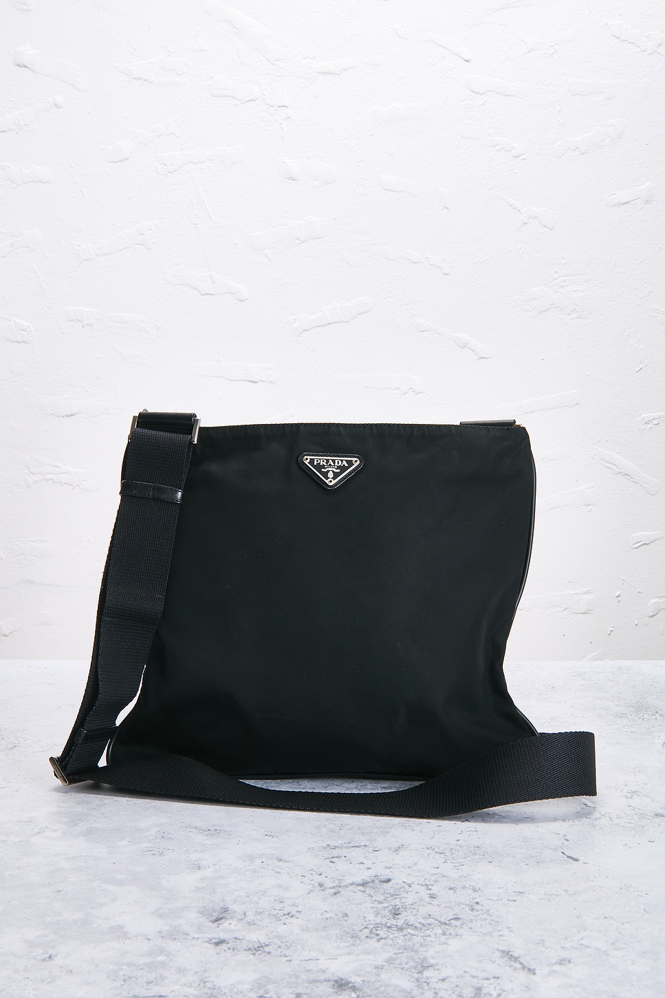PRADA Pre-owned Tessuto Flat Messenger Bag In Black
