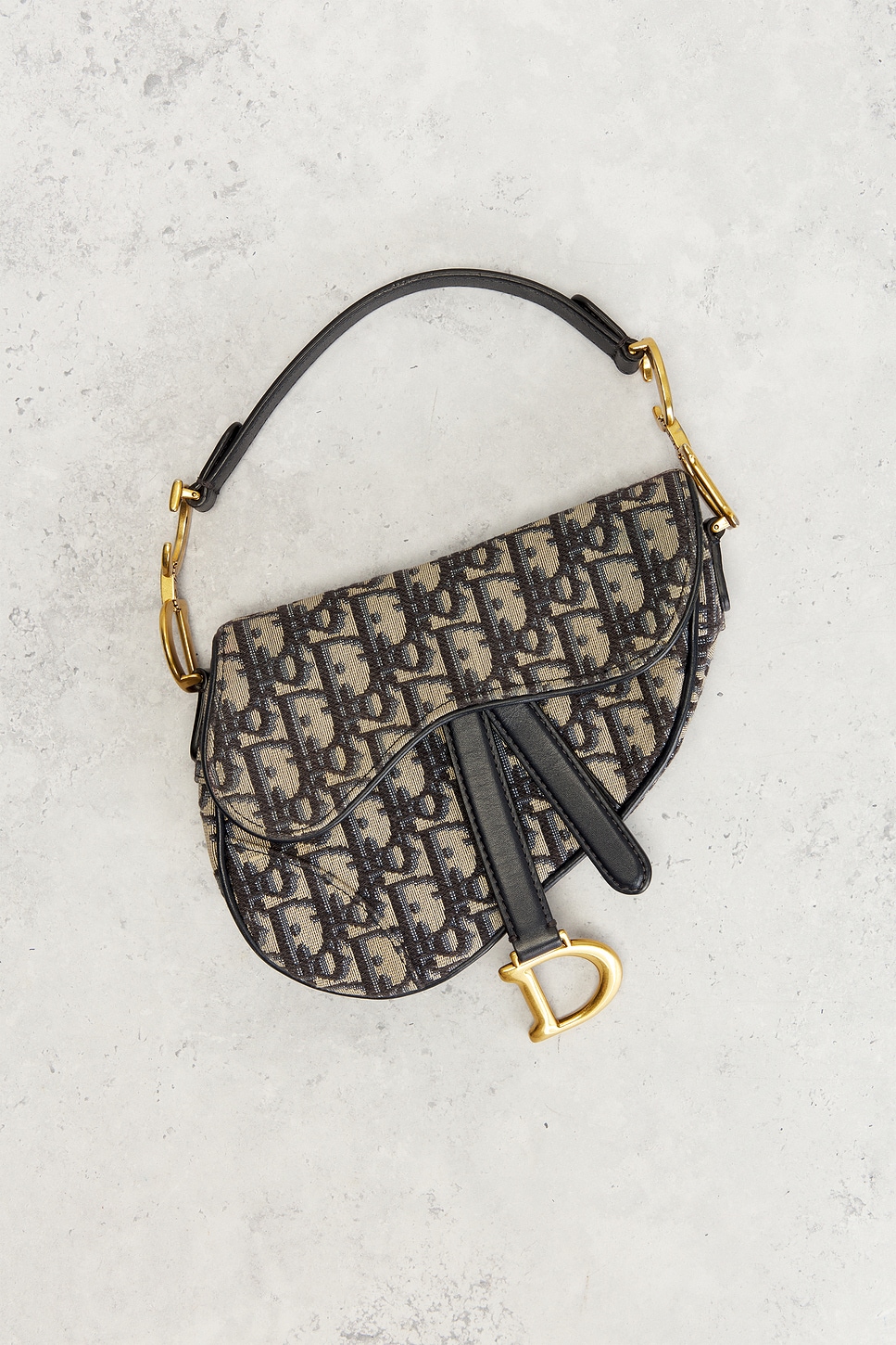 DIOR Pre-owned Oblique Trotter Saddle Bag In Blue