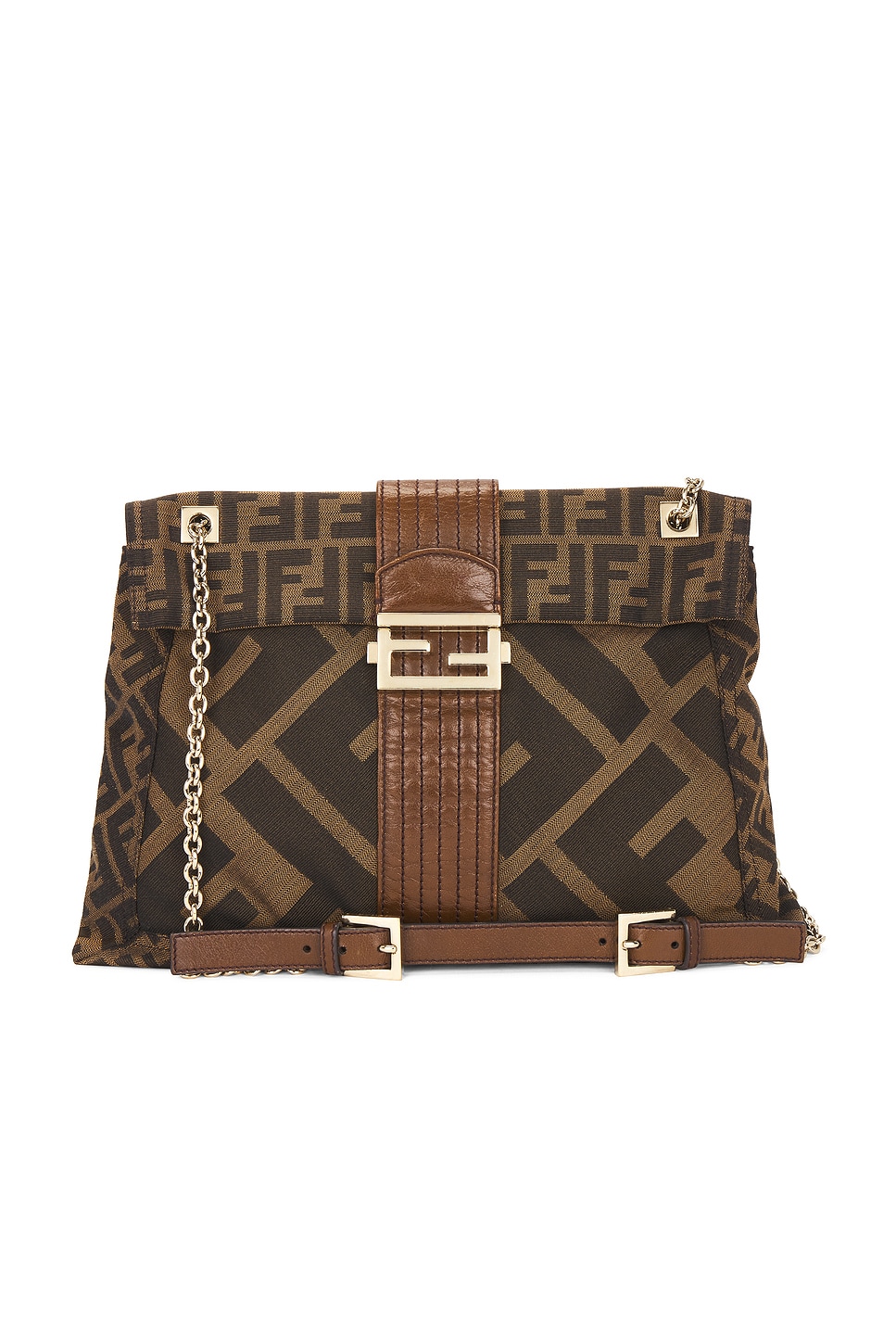 fendi Fendi Zucca Maxi Baguette Flap Shoulder Bag