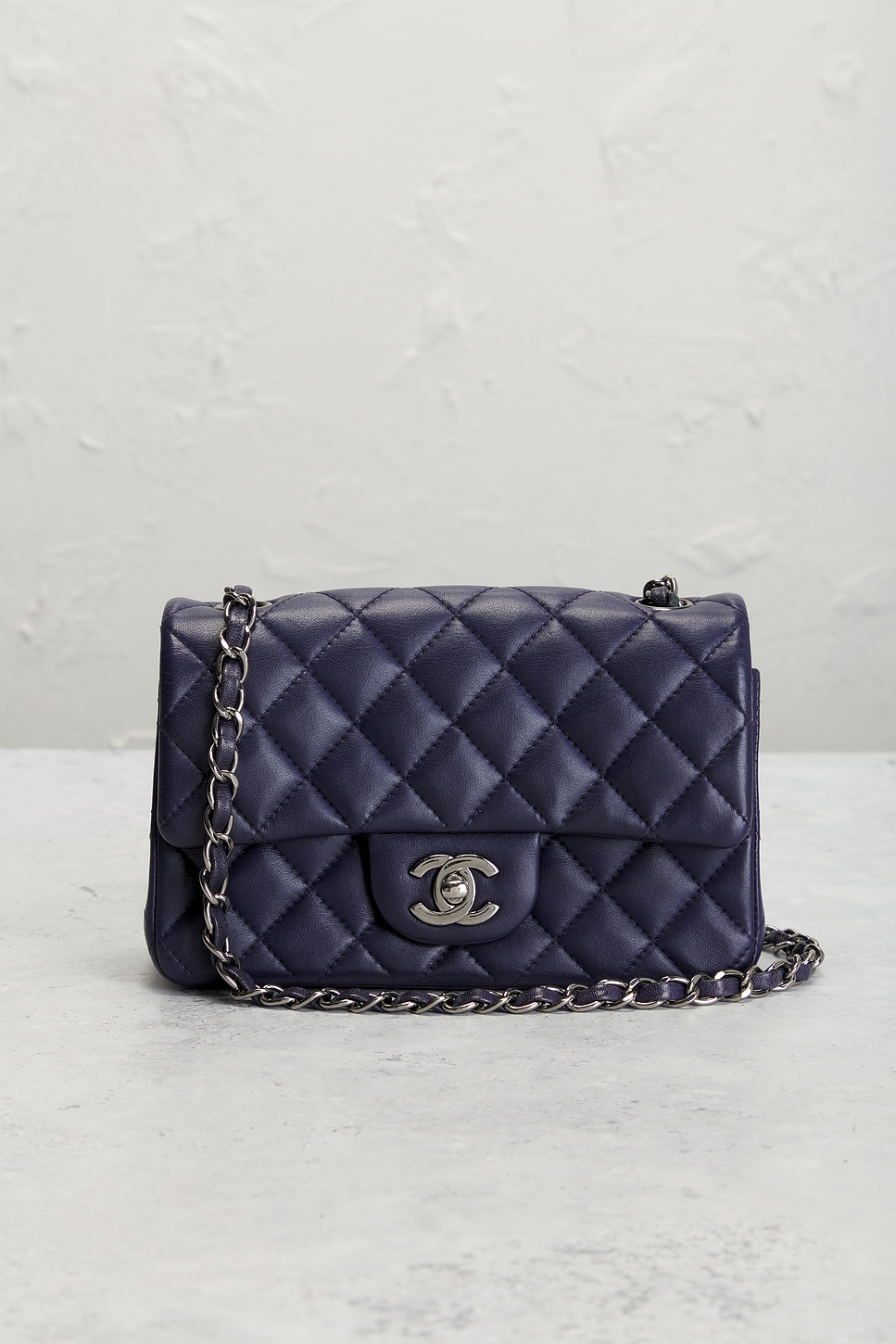 CHANEL Pre-owned Lambskin Mini Classic Flap Bag In Blue