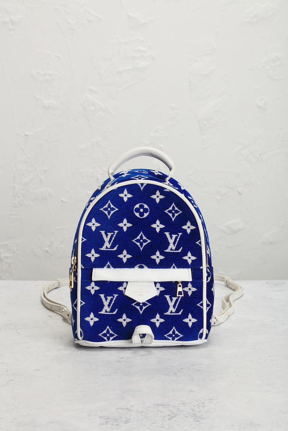 Pre-owned Louis Vuitton Monogram Jacquard Mini Palm Springs Backpack In Blue