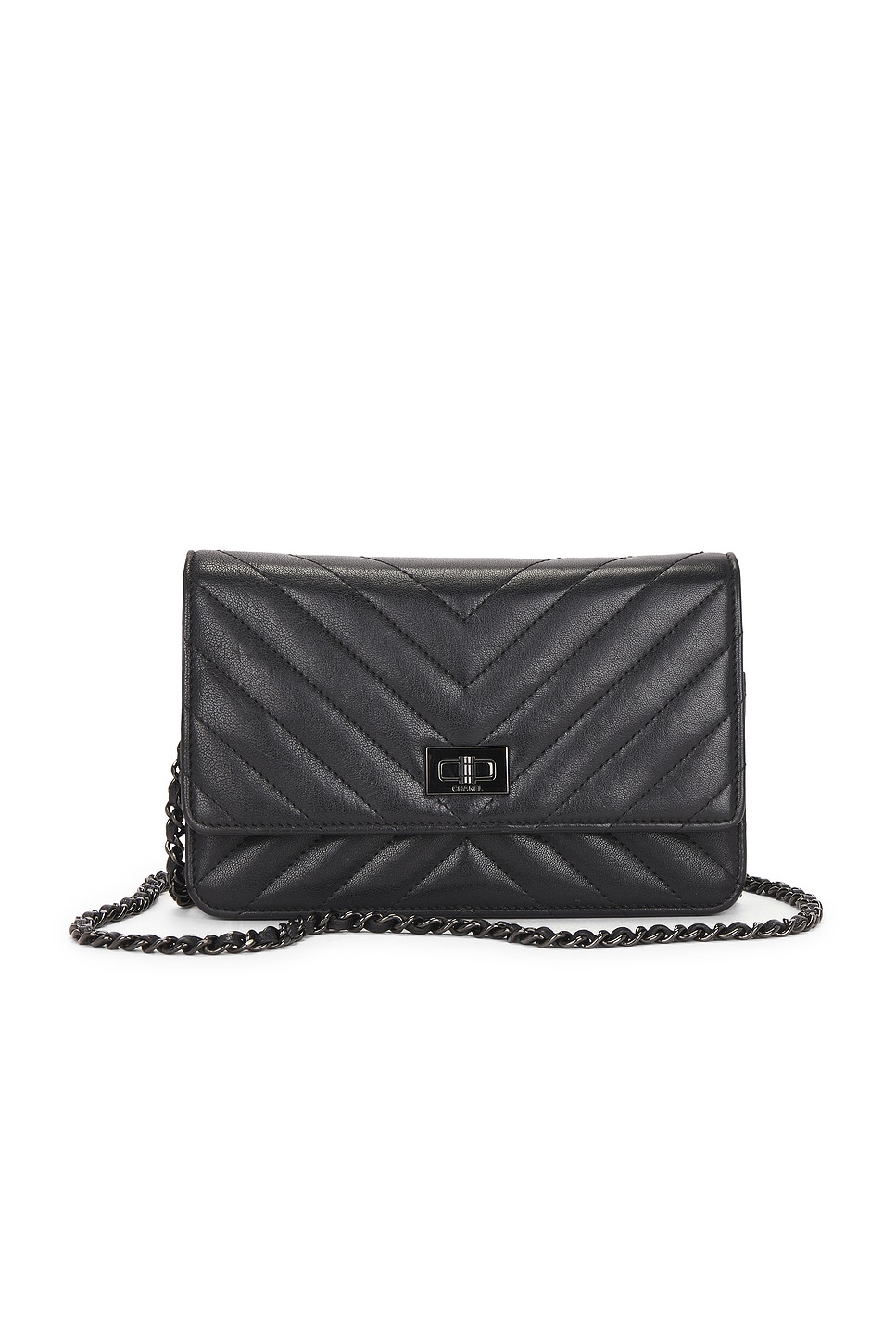 Pre-owned Chanel Reissue 2.55 Wallet On Chain In Black