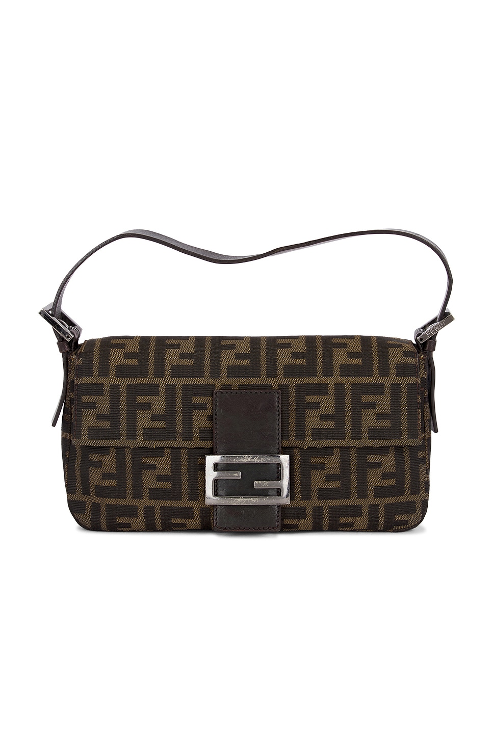 Pre-owned Fendi Zucca Baguette Shoulder Bag In Brown